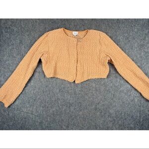 Le Lis Cropped Top Women's Small Orange Long Sleeve Round Neck Button Front